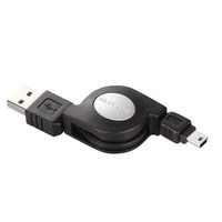 ELECOM 巻き取り式USB2.0準拠ケーブル USB(A)-USB(mini-B) 0.8m(ブラック) (USB-RLM508B)画像