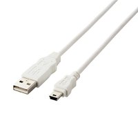 ELECOM EU RoHS準拠 USB2.0ケーブル A:miniB/0.5m ホワイト USB-ECOM505WH (USB-ECOM505WH)画像