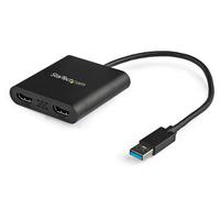 USB 3.0 2ポートHDMIアダプタ 4K/30Hz USB-A(オス) - 2x HDMI(メス)画像