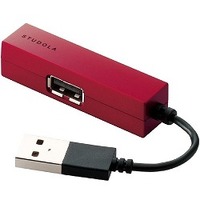 ELECOM USBHUB2.0/コネクタ固定/バスパワー/3ポート/レッド U2H-MS3BRD (U2H-MS3BRD)画像