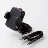 ELECOM Qiワイヤレス充電器/5W/車載ホルダー/ブラック (W-QC02BK)画像