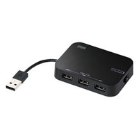 サンワサプライ LANアダプター内蔵3ポートUSB2.0ハブ(ブラック) (USB-HLA306BKN)画像