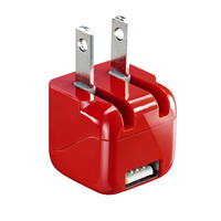 サンワサプライ 超小型USB-ACアダプタ(1A) レッド (ACA-IP32R)画像