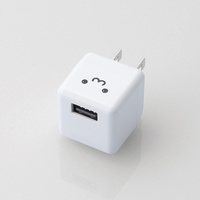 ELECOM スマホ用AC充電器/USBメス×1/CUBE型/1.8A出力/ホワイトフェイス (MPA-ACUBN003WH)画像