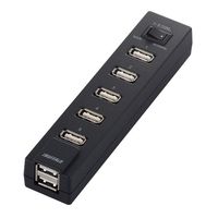 BUFFALO USB2.0Hub セルフ&バスパワー 7ポート 節電モデル ブラック (BSH7AE03BK)画像