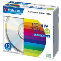 三菱化学メディア Verbatim製 データ用CD-RW 700MB 1-4倍速 スタンダードレーベル(印刷不可) 5mmケース入り 10枚 (SW80QU10V1)画像