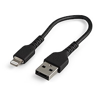 StarTech 高耐久Lightning-USB-Aケーブル 15cm/ブラック/アラミド繊維補強/iPhone、iPod、iPad対応/Apple MFi認証 アップルライトニング-USB充電同期ケーブル (RUSBLTMM15CMB)画像