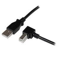 StarTech 1m USB 2.0 ケーブル タイプA (オス) – タイプB/L型右向き (オス) ブラック (USBAB1MR)画像