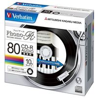 三菱化学メディア <Verbatim>音楽用CD-R(フォノーR) レコード柄レーベル(インクジェットプリント対応) 10枚5mmスリムケース入り (MUR80PHW10V1)画像