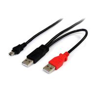 StarTech 30cm USB Y字給電ケーブル USB A – mini B(Y型分岐パワーケーブル) (USB2HABMY1)画像