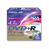Victor VP-R47PH5 DVD+Rデ-タメディア(1-16倍速)ホワイトレーベル5枚 (VP-R47PH5)画像
