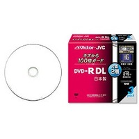 Victor 片面2層DVD-Rハードコート8倍速 ワイドホワイトプリンタブル3枚 (VD-R215HS3)画像