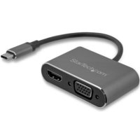 StarTech USB-C-VGA/HDMI 変換ディスプレイアダプタ 2 in 1 USB Type-Cマルチアダプター 4K/30Hz アルミケース スペースグレー (CDP2HDVGA)画像