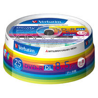 Verbatim製 データ用DVD-R DL 片面2層 8.5GB 2-8倍速 ワイド印刷エリア スピンドルケース入り 25枚画像
