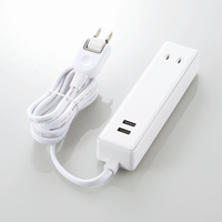 ELECOM USBタップ/USBメス×2/AC×2/ケーブル1.5m/2.4A/ホワイト (MOT-U09-2215WH)画像