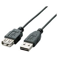 ELECOM USB2.0ケーブル/リバーシブルコネクタ/A-A延長タイプ/ノーマル/2m/ブラック (U2C-DE20BK)画像