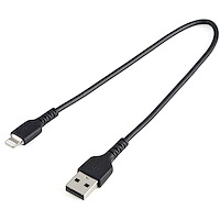 StarTech 高耐久Lightning-USB-Aケーブル 30cm/ブラック/アラミド繊維補強/iPhone、iPod、iPad対応/Apple MFi認証 アップルライトニング-USB充電同期ケーブル (RUSBLTMM30CMB)画像